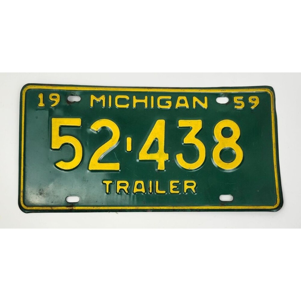 1959 State of Michigan Vintage License Plate 52-438
